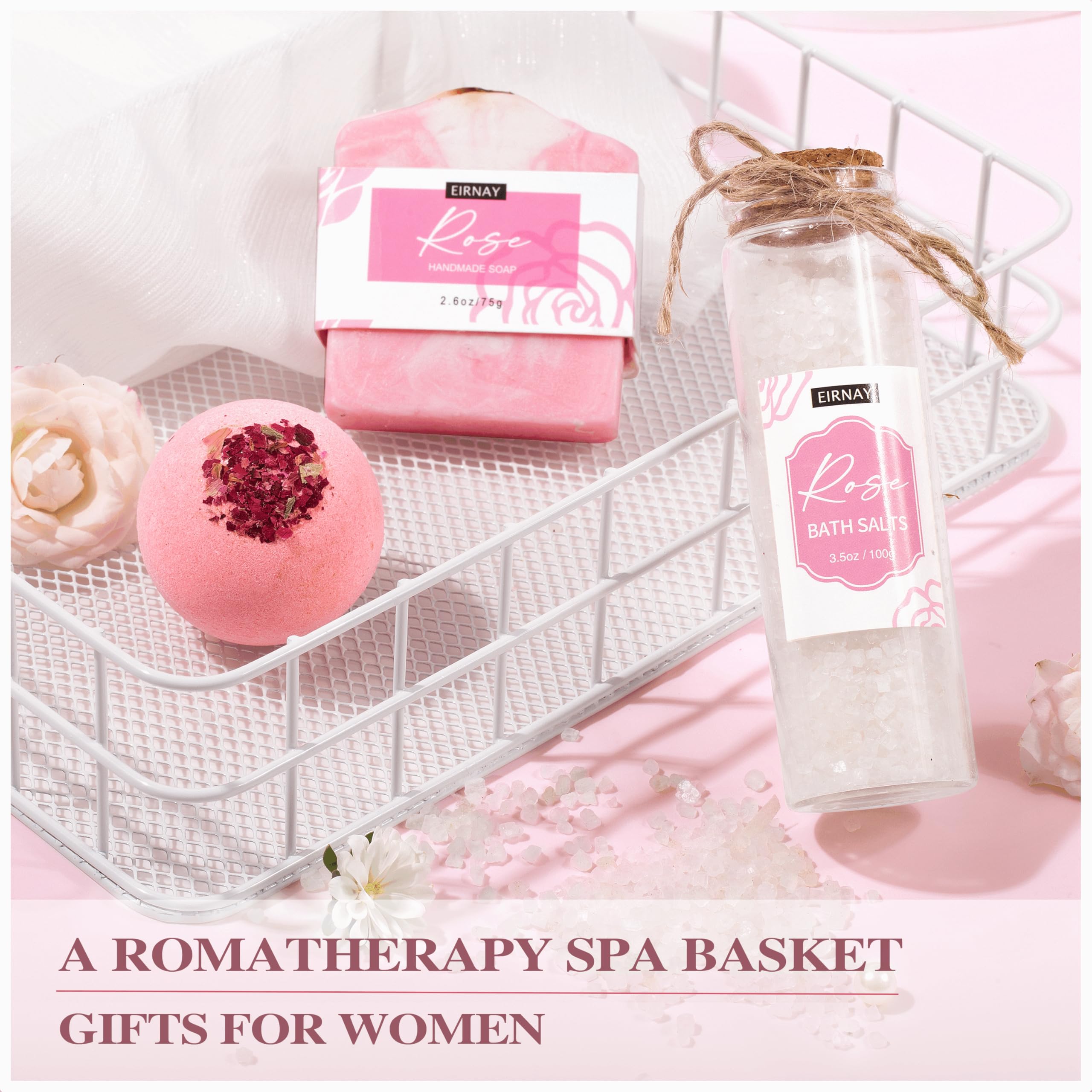 EIRNAY pampering kit includes massage oil and body scrub