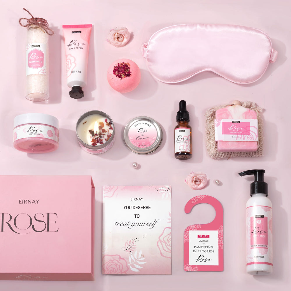 EIRNAY rose scented bath salts for a calming soak