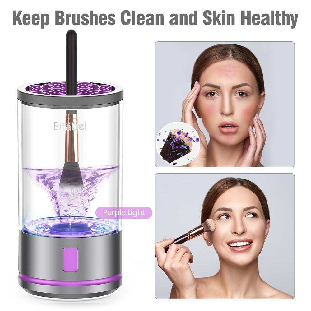 EITABEL brush cleaner compatibility image shows all brush sizes for thorough cleansing.