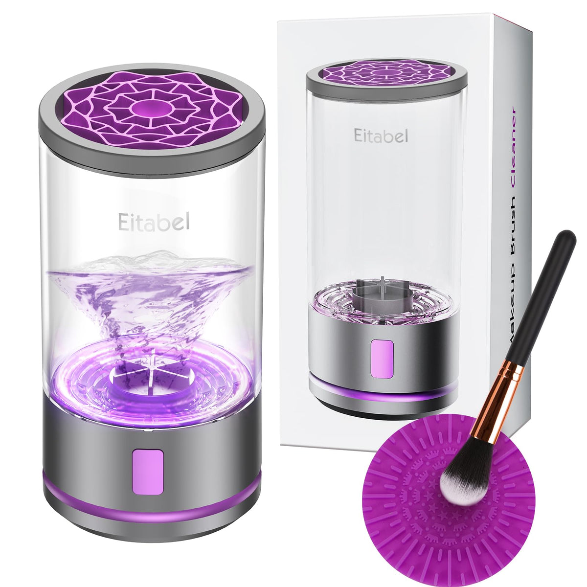EITABEL electric makeup brush cleaner machine front view for sleek, efficient cleaning.
