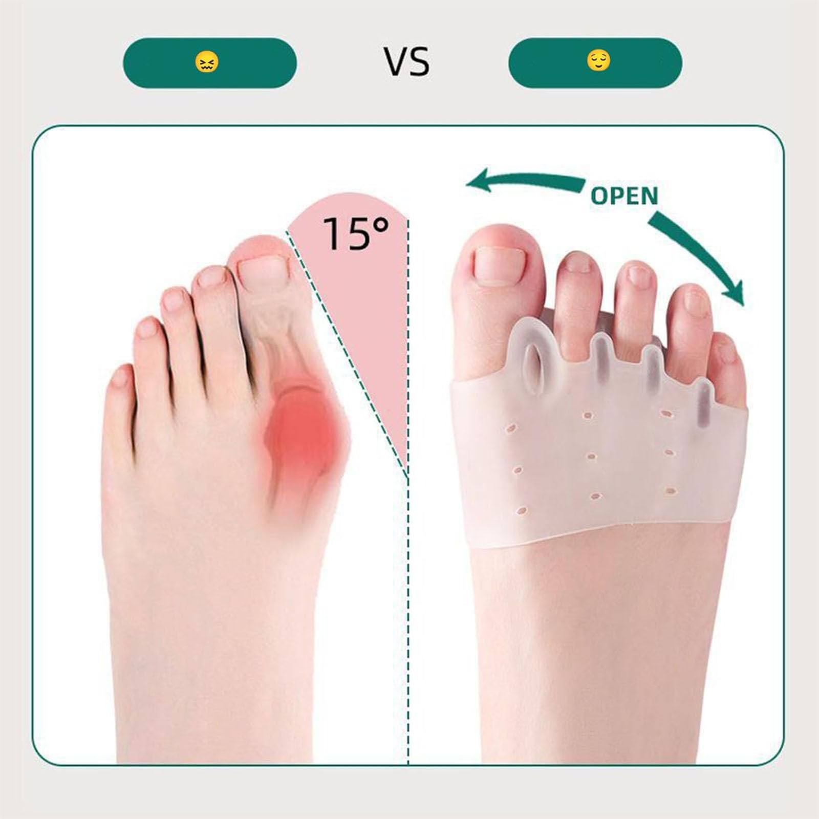 EJV silicone toe separators are ultra-thin and discreet under sandals or sneakers.