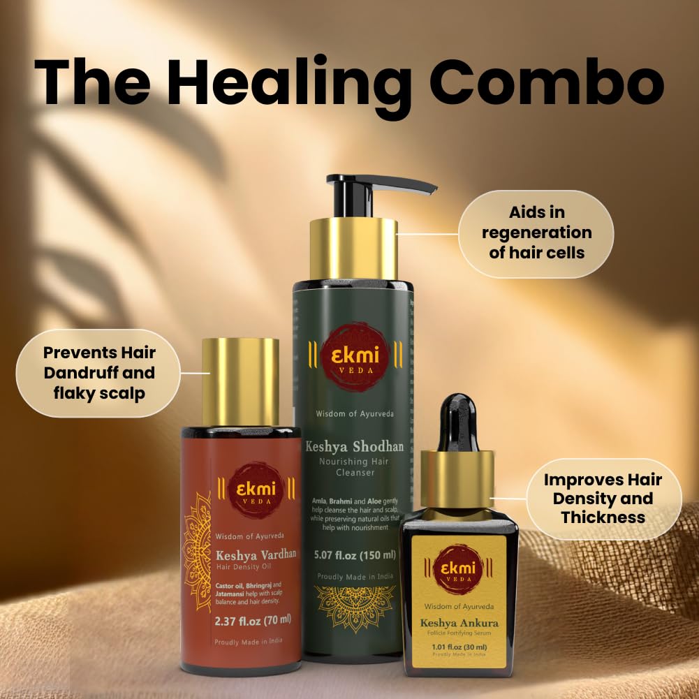 EKMIVEDA overnight hair growth serum dropper—scalp application for fuller-looking hair.