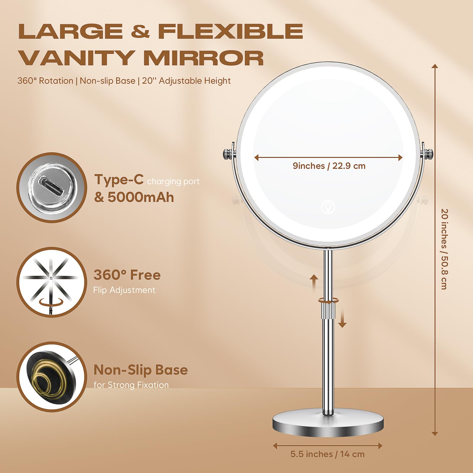 Elasound three-color LED lights for daylight, warm, or natural tones