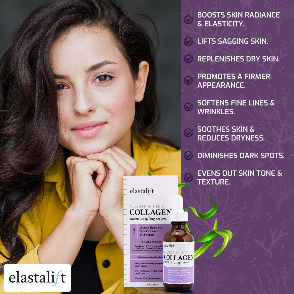 Elastalift collagen serum ingredients soy and algae suggest firming and brightening benefits