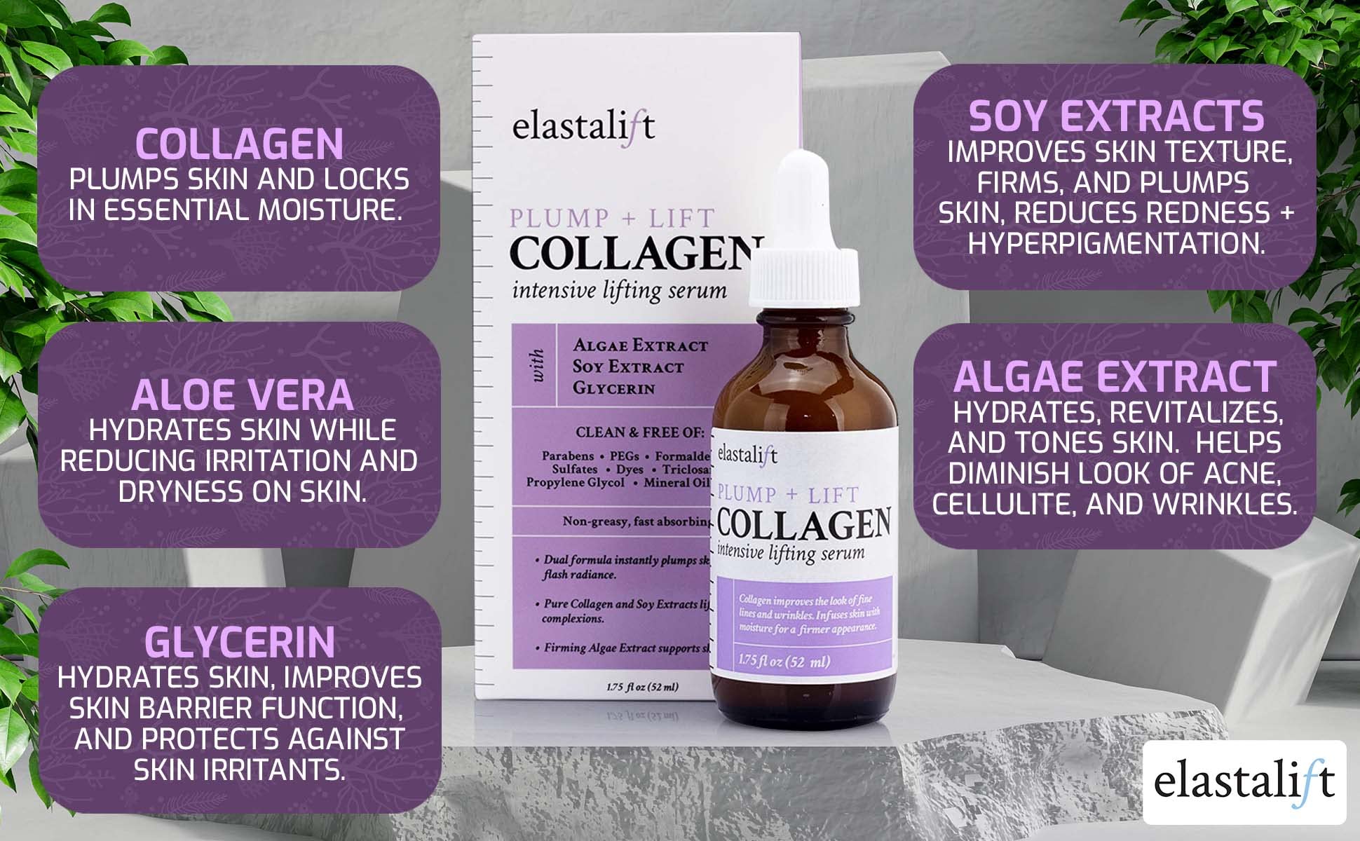 Elastalift collagen serum texture apply highlights non-greasy feel during routine use