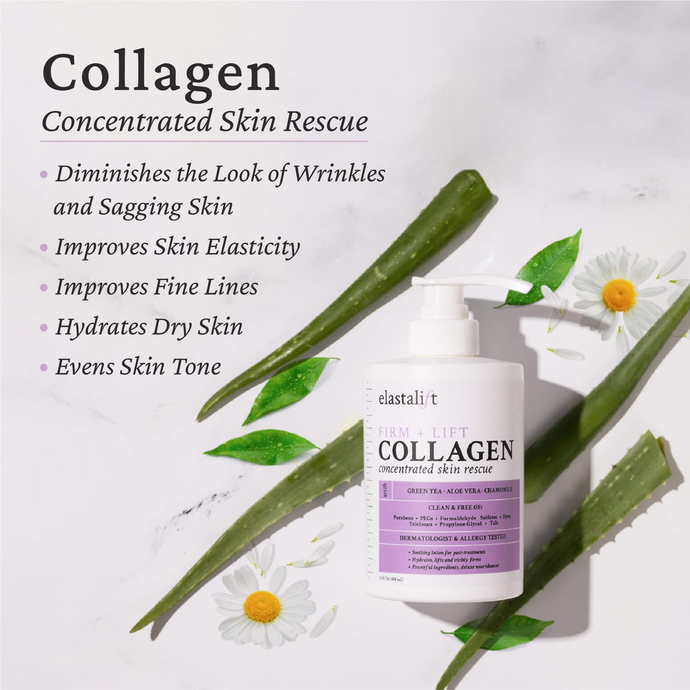 Elastalift fragrance-free collagen cream jar emphasizing non-irritating, soothing care.