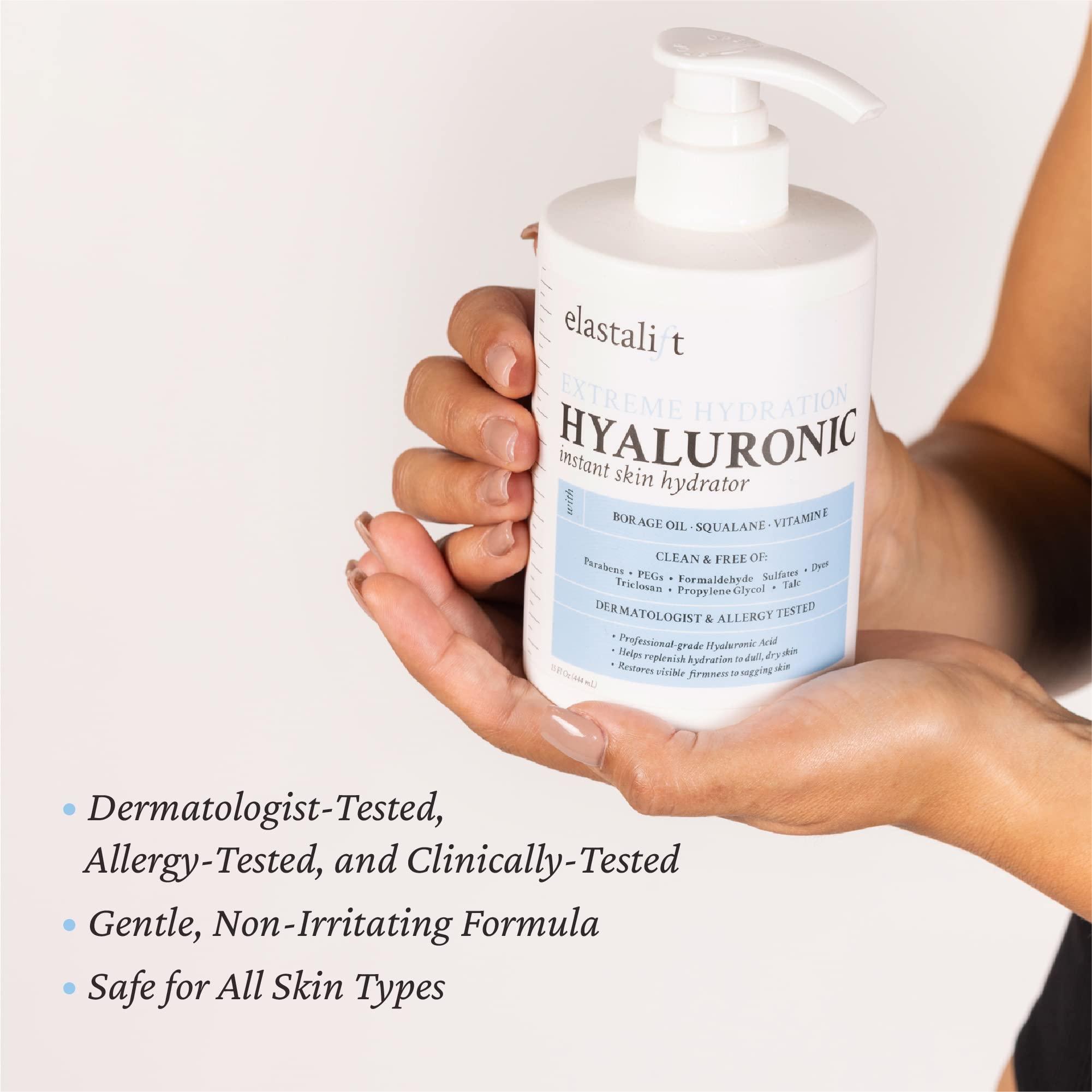 Elastalift Hyaluronic Acid Body Lotion cream jar closeup of smooth luxe formula