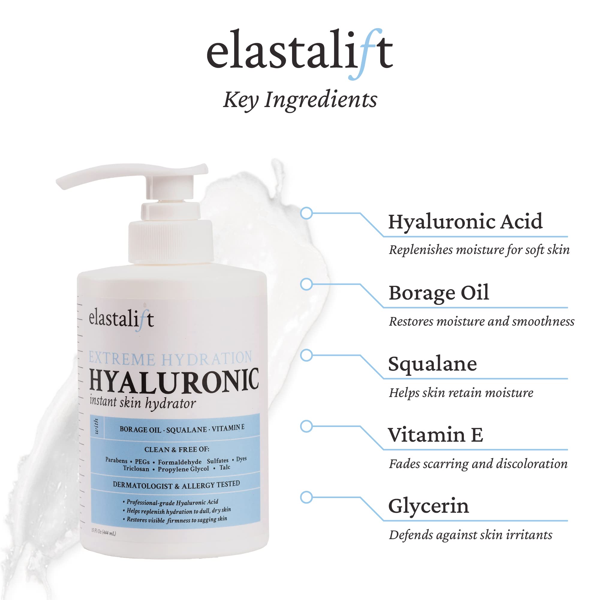 Elastalift hydration closeup illustrating radiant, dewy skin after use.