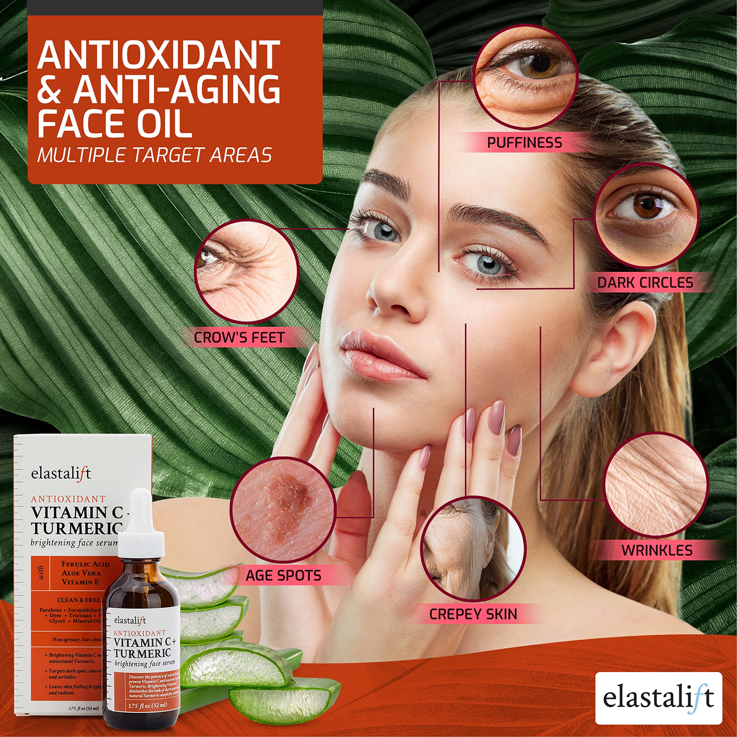 Elastalift serum packaging and bottle highlight premium design with easy dispensing.