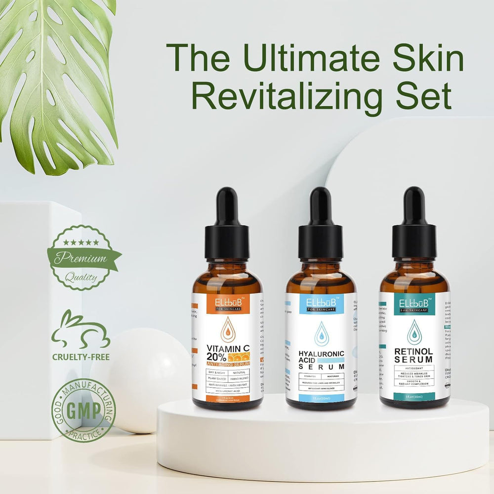 ELBBUB Hyaluronic Acid serum bottle delivers deep moisture for soft skin.