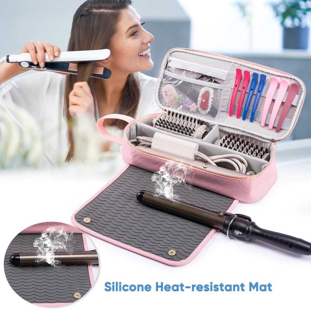ELCUPA heat-resistant mat wave texture protects surfaces during styling sessions.