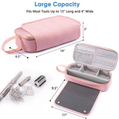 ELCUPA interior dividers and pockets keep accessories neatly organized while traveling.