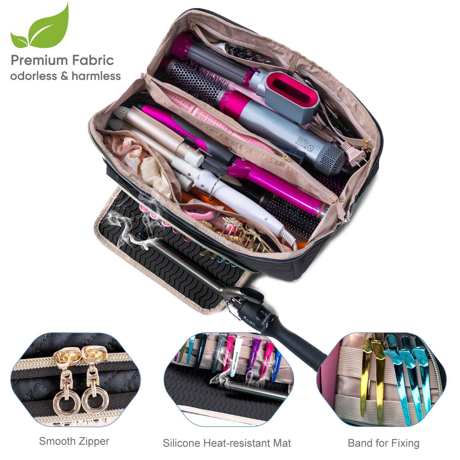 ELCUPA multifunctional hair travel bag ideal for toiletries and cosmetics