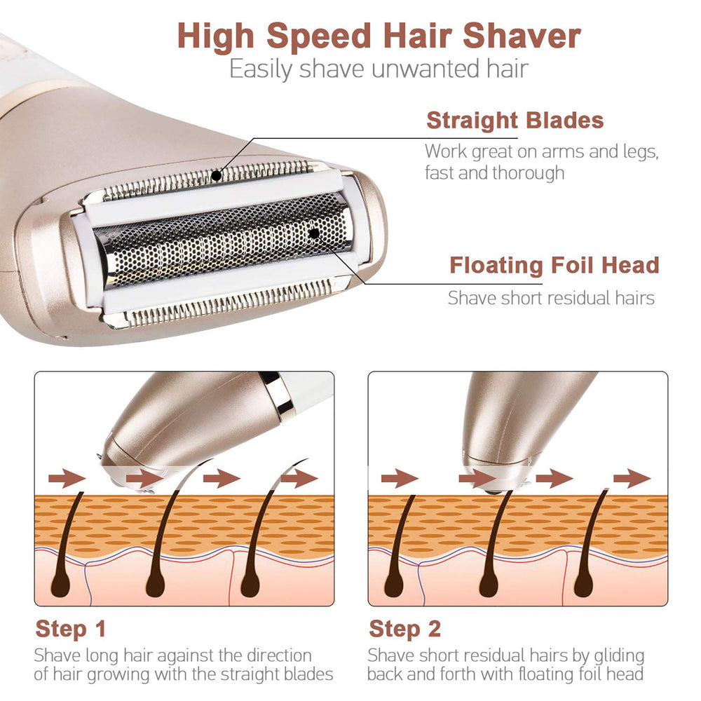 ElectriBrite waterproof shaver in bath, convenient wet-dry shaving.