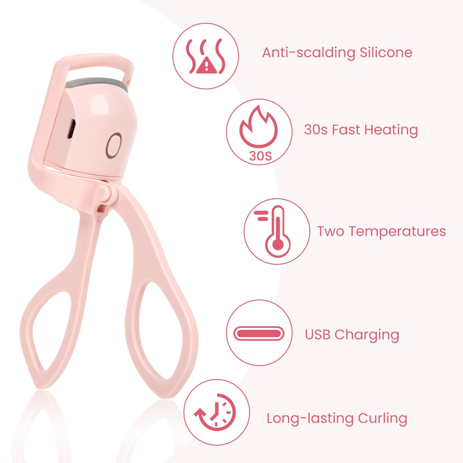 Electric Heated Eyelash Curler green 65c mode for delicate lashes