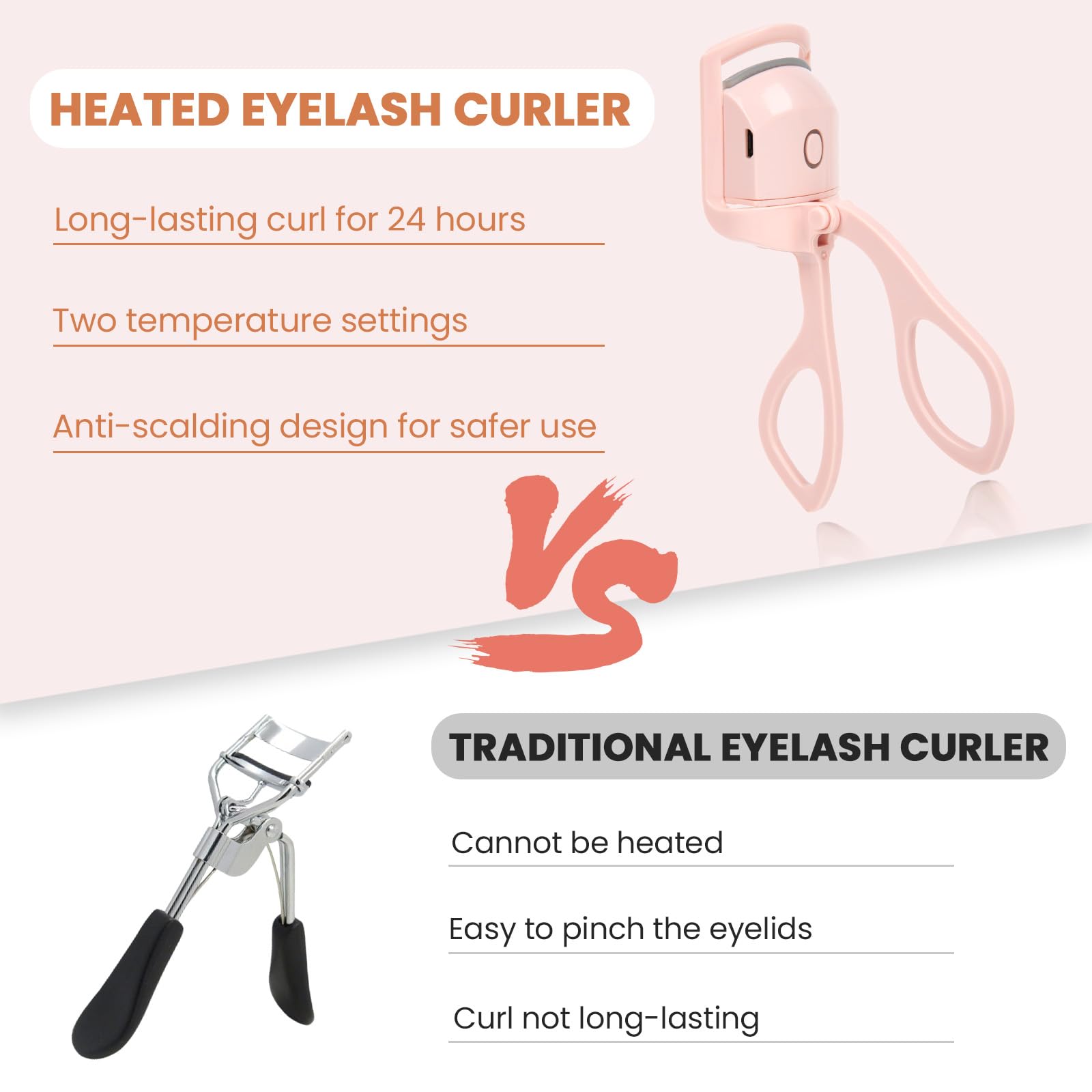 Electric Heated Eyelash Curler pink packaging for gifting