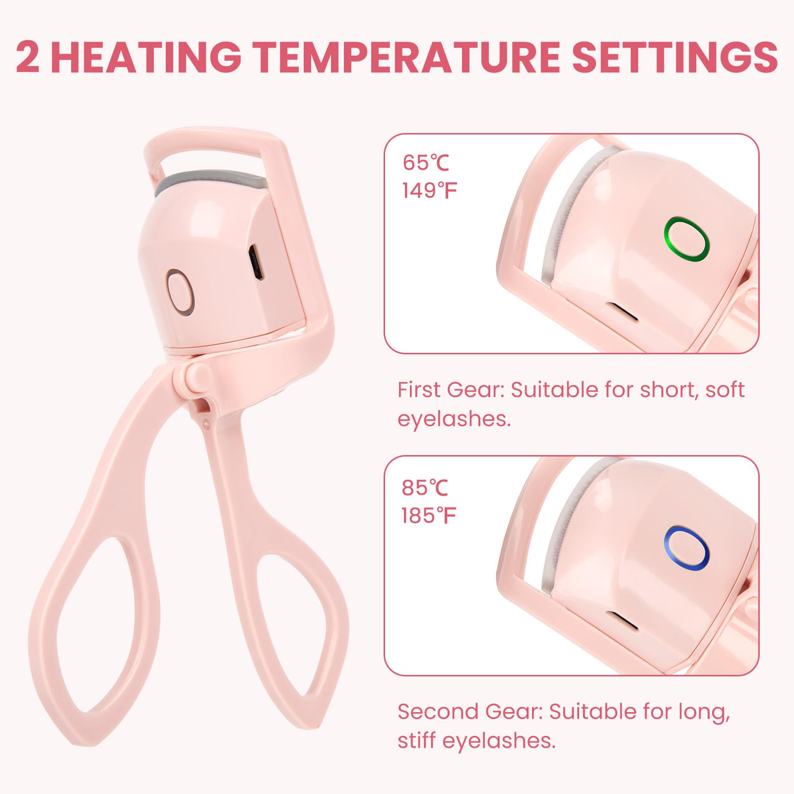 Electric Heated Eyelash Curler USB rechargeable for on-the-go charging
