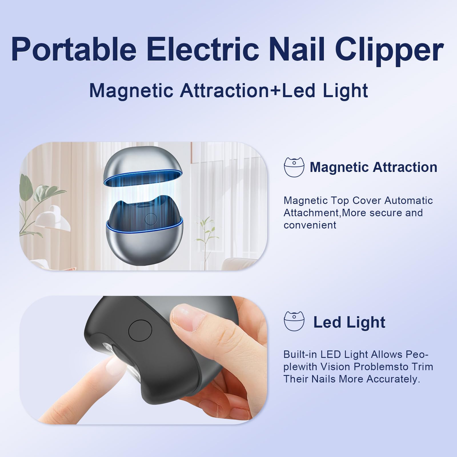 Electric Nail Clippers compact-travel showcases a small form for easy grooming.