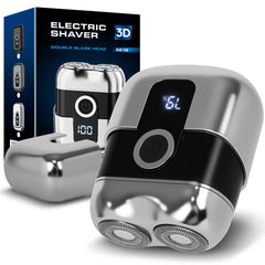 Electric Shaver for Men front view compact travel size for on-the-go grooming.