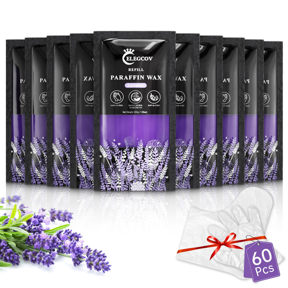 ELEGCOV lavender paraffin refill pack for hands and feet delivering deep hydration.