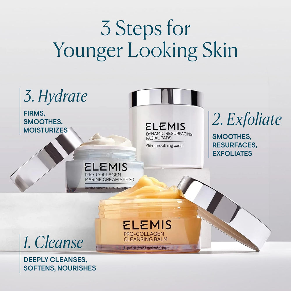 Damp cloth removal of balm demonstrates easy nightly routine with ELEMIS cleanser