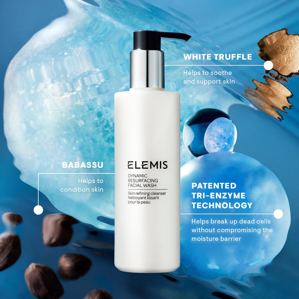 ELEMIS daily gel cleanser brightens tone and provides gentle cleansing.