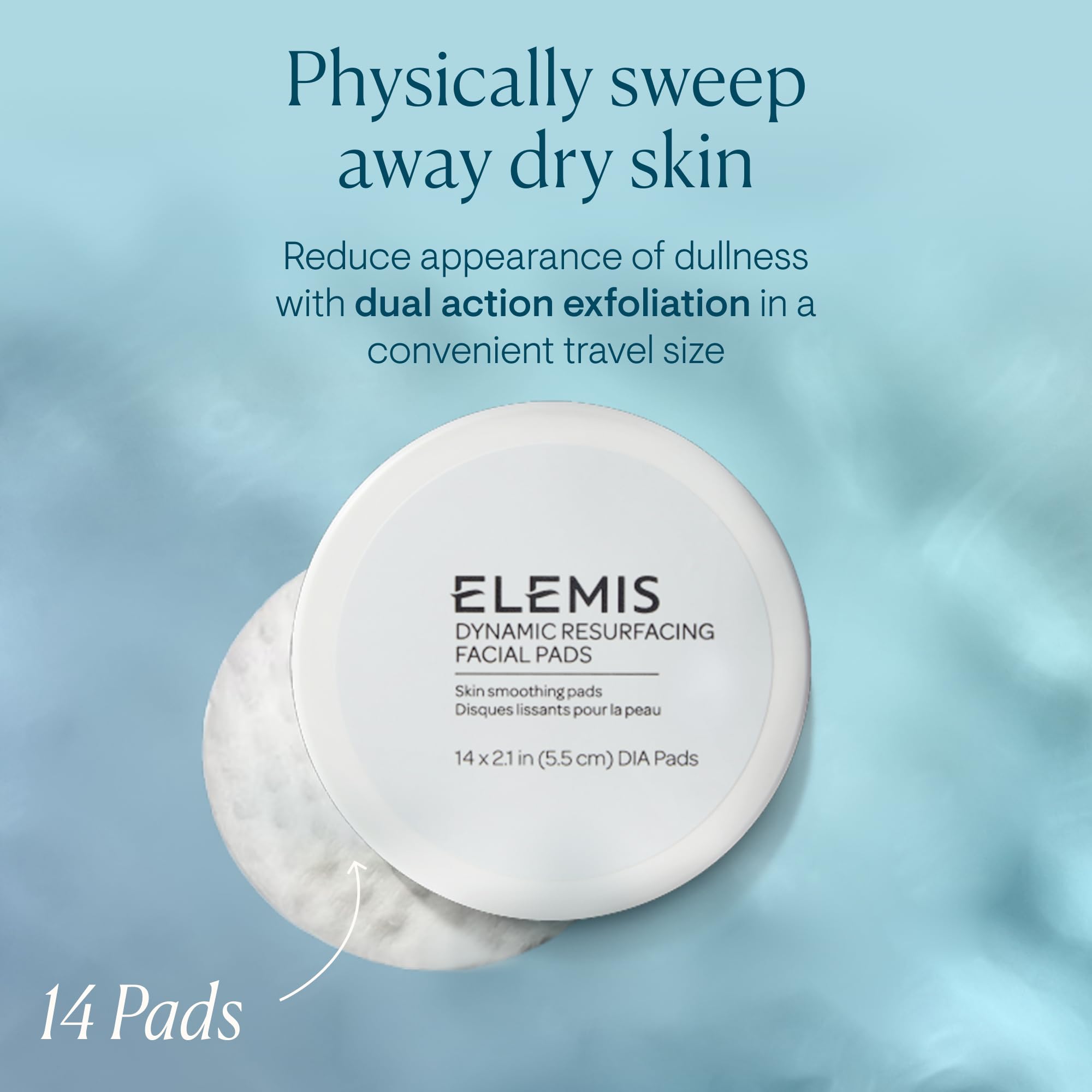 Elemis Dynamic Resurfacing Pads smooth side demonstrates even skin tone prep.