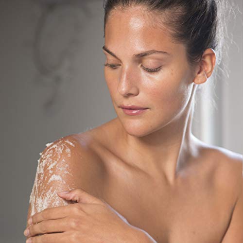 Front view of ELEMIS Frangipani Monoi Salt Glow jar with luxe fragrance.