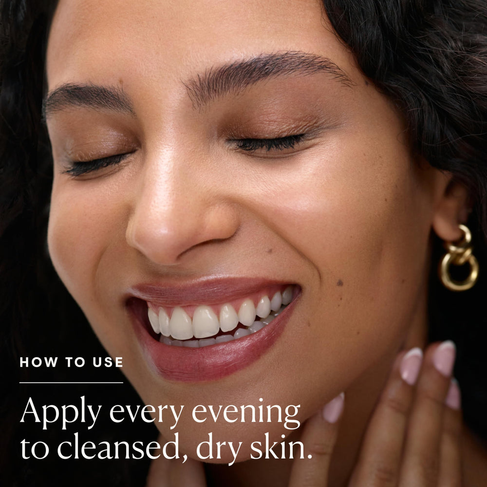 Elemis Night Genius application closeup invites gentle nightly massage to support recovery.