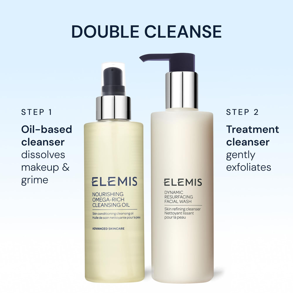 Close-up of Elemis Nourishing Omega-Rich Cleansing Oil emphasizes omega-rich conditioning cleanse