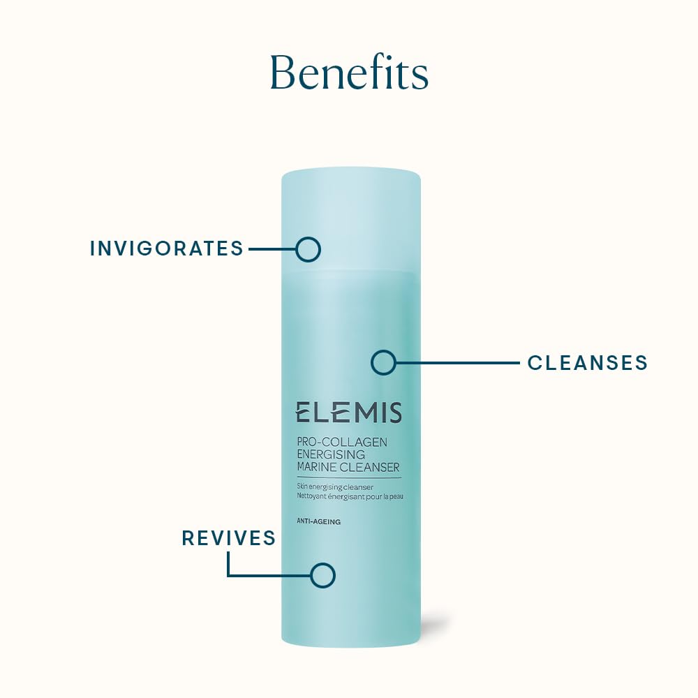 ELEMIS Energising Marine Cleanser ingredients graphic highlighting magnesium, zinc and copper benefits.