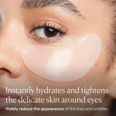 ELEMIS Pro Collagen eye mask being applied under-eye area for cooling relief.