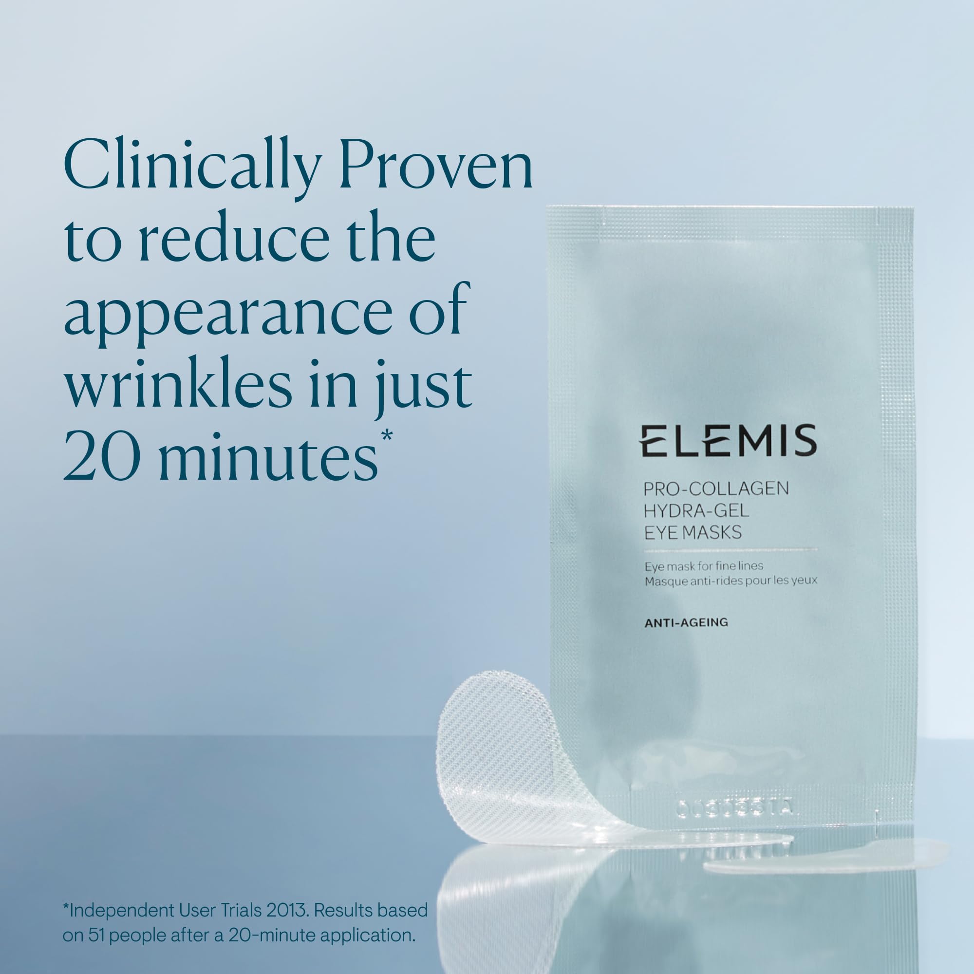 Patina Panzica and Chlorella in ELEMIS Pro Collagen eye mask nourishing delicate skin.