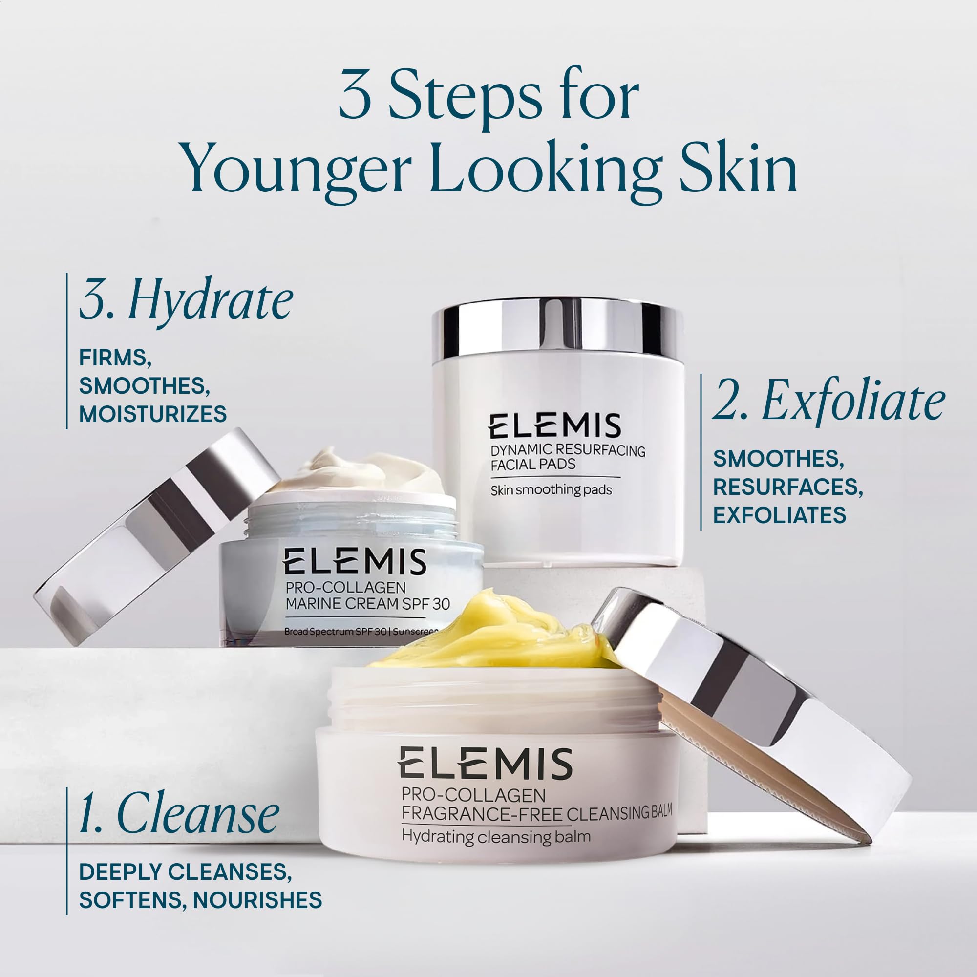 Elemis Pro-Collagen fragrance-free cleansing balm in a routine for daily use.