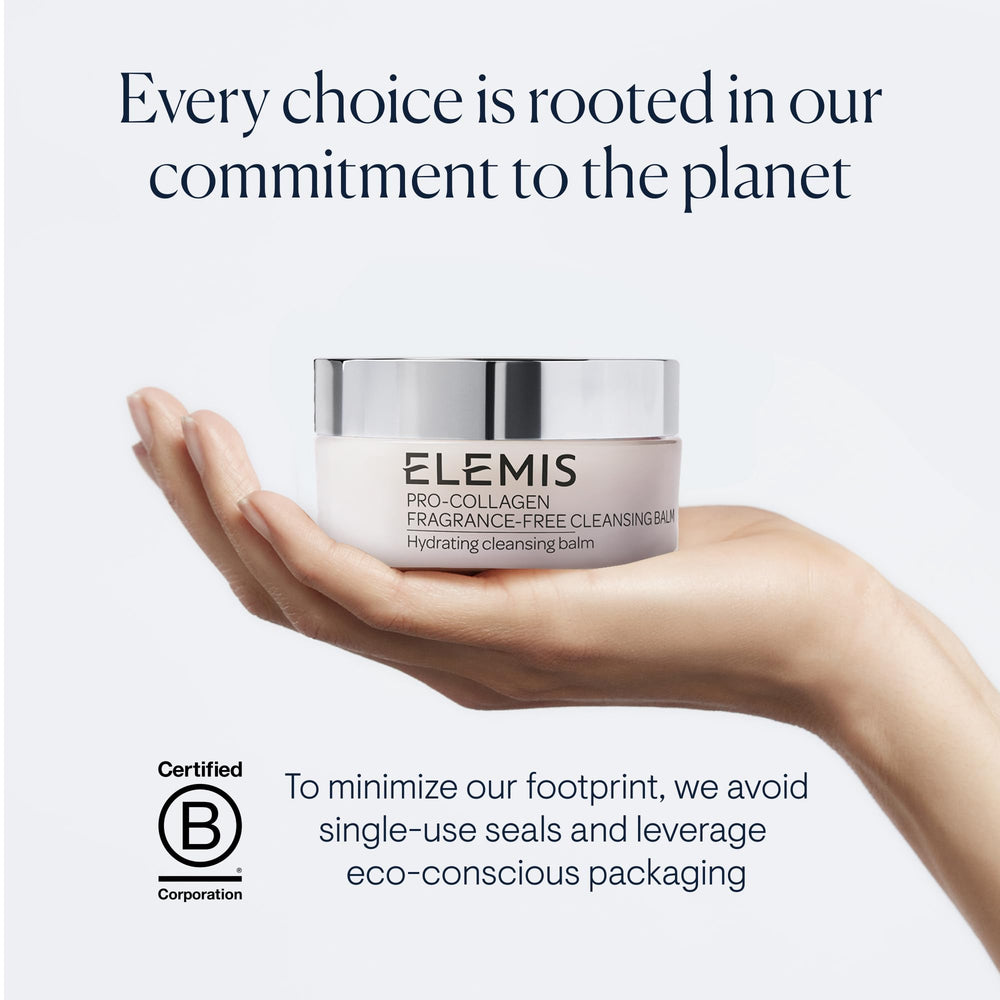 Elemis Pro-Collagen fragrance-free balm removing dirt with a damp cloth.