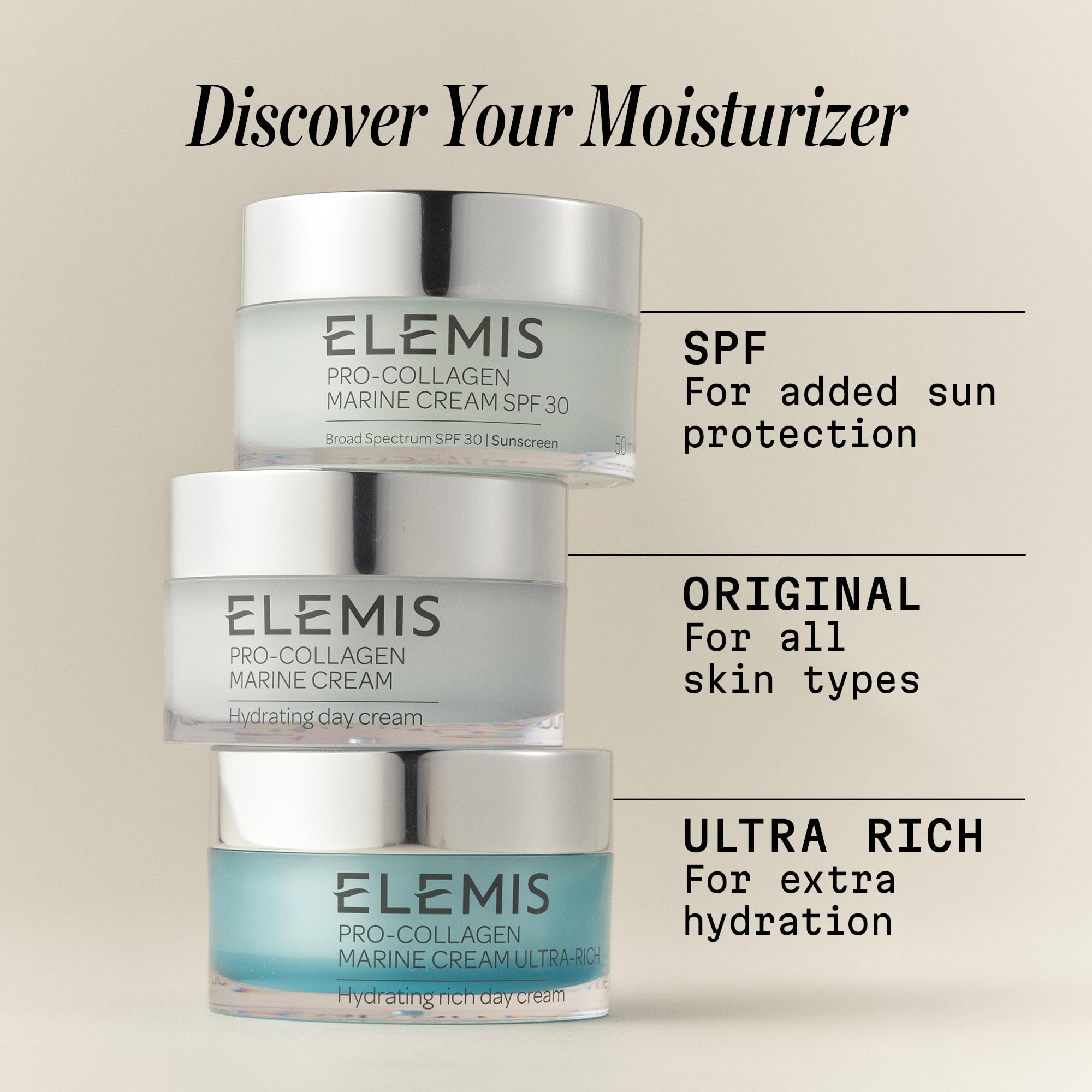 Elemis Pro-Collagen Marine Cream SPF30 closeup of silky texture for daily use.