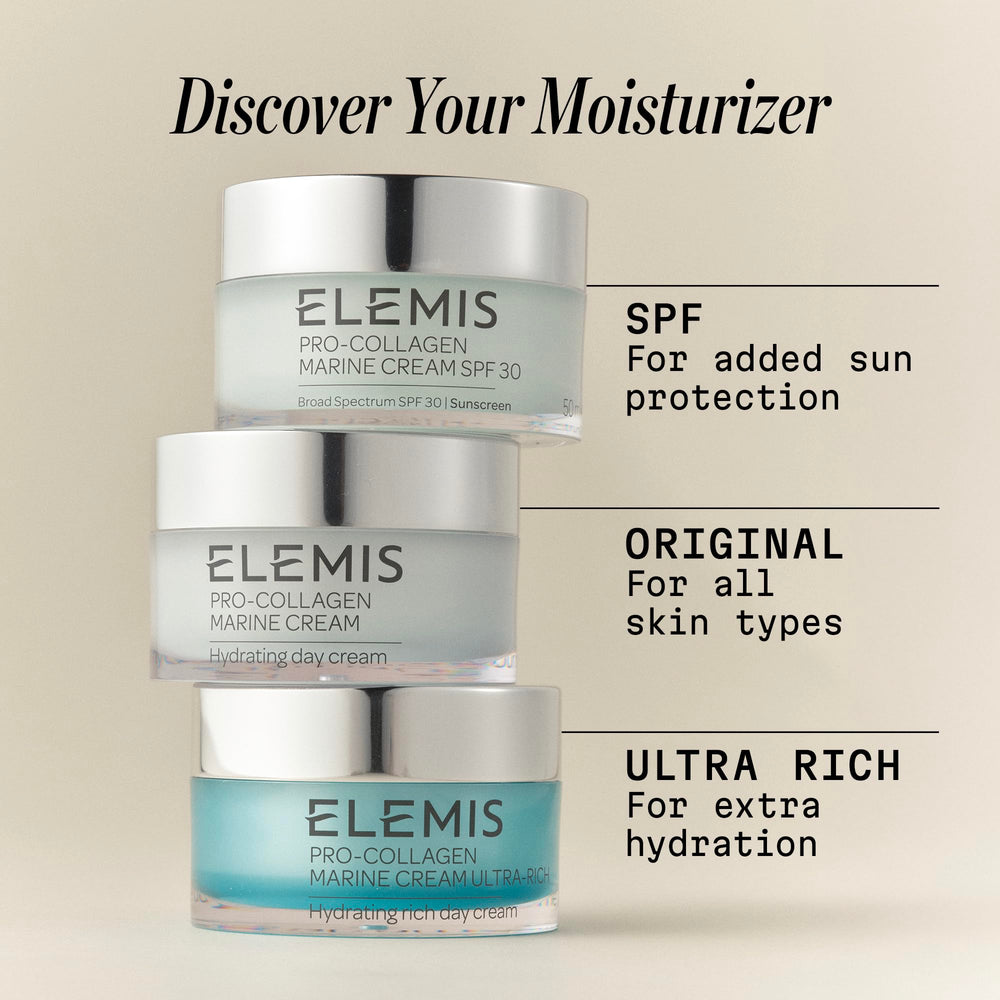 Elemis Pro-Collagen Marine Cream SPF30 closeup of silky texture for daily use.