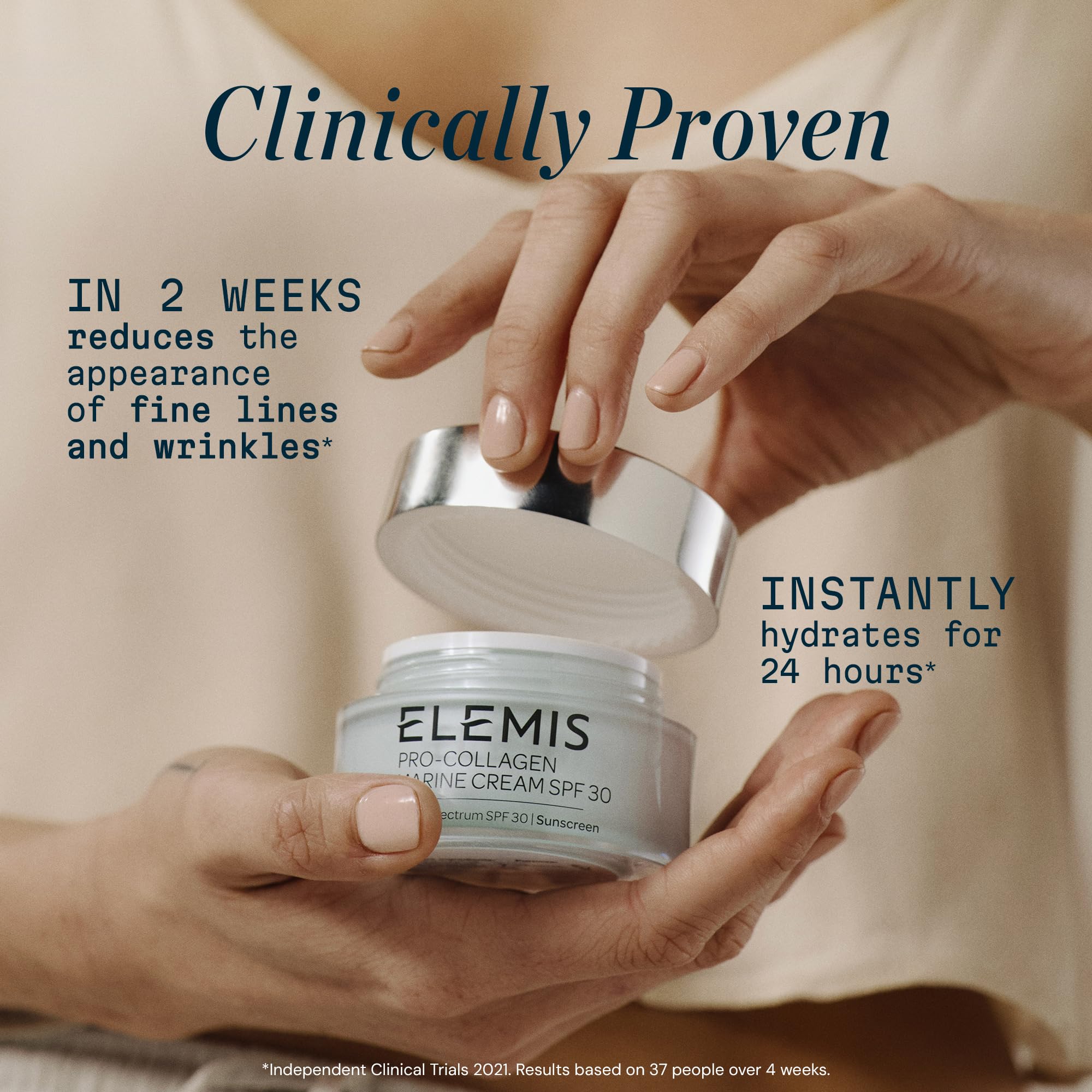 Elemis Pro-Collagen Marine Cream SPF30 vanity shot showcasing radiant, winter-ready skin.