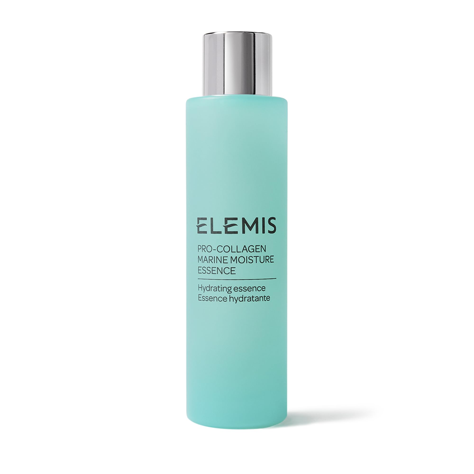Elemis Pro-Collagen Marine Moisture Essence bottle delivers lightweight hydration for smooth skin.