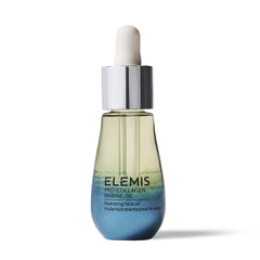 ELEMIS Pro-Collagen Marine Oil bottle closeup for lightweight hydration and smooth skin texture.