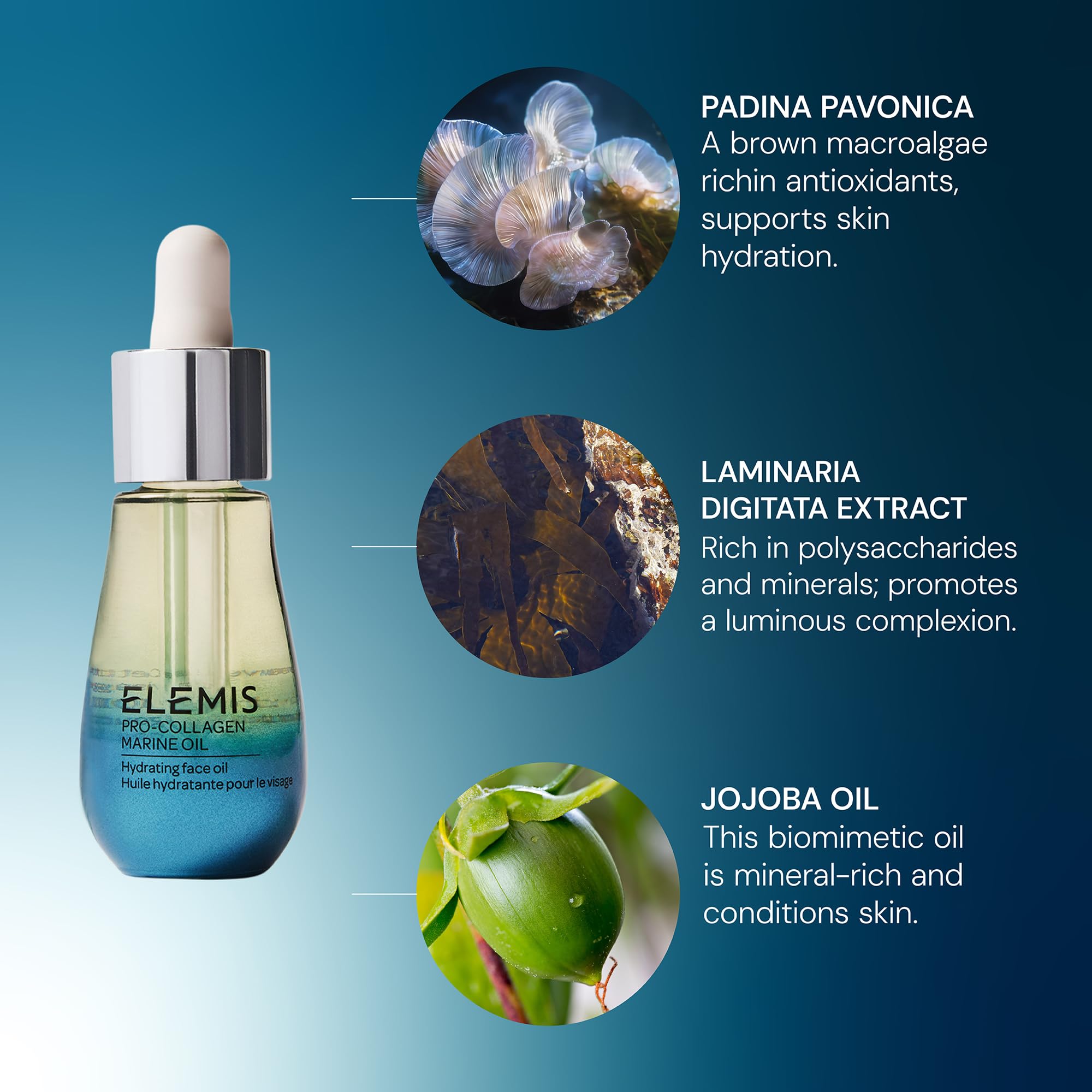 ELEMIS Pro-Collagen Marine Oil drops demonstrate ease of use in routines.