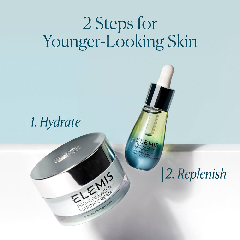 ELEMIS Pro-Collagen Marine Oil texture close-up reveals a light, non-greasy feel.