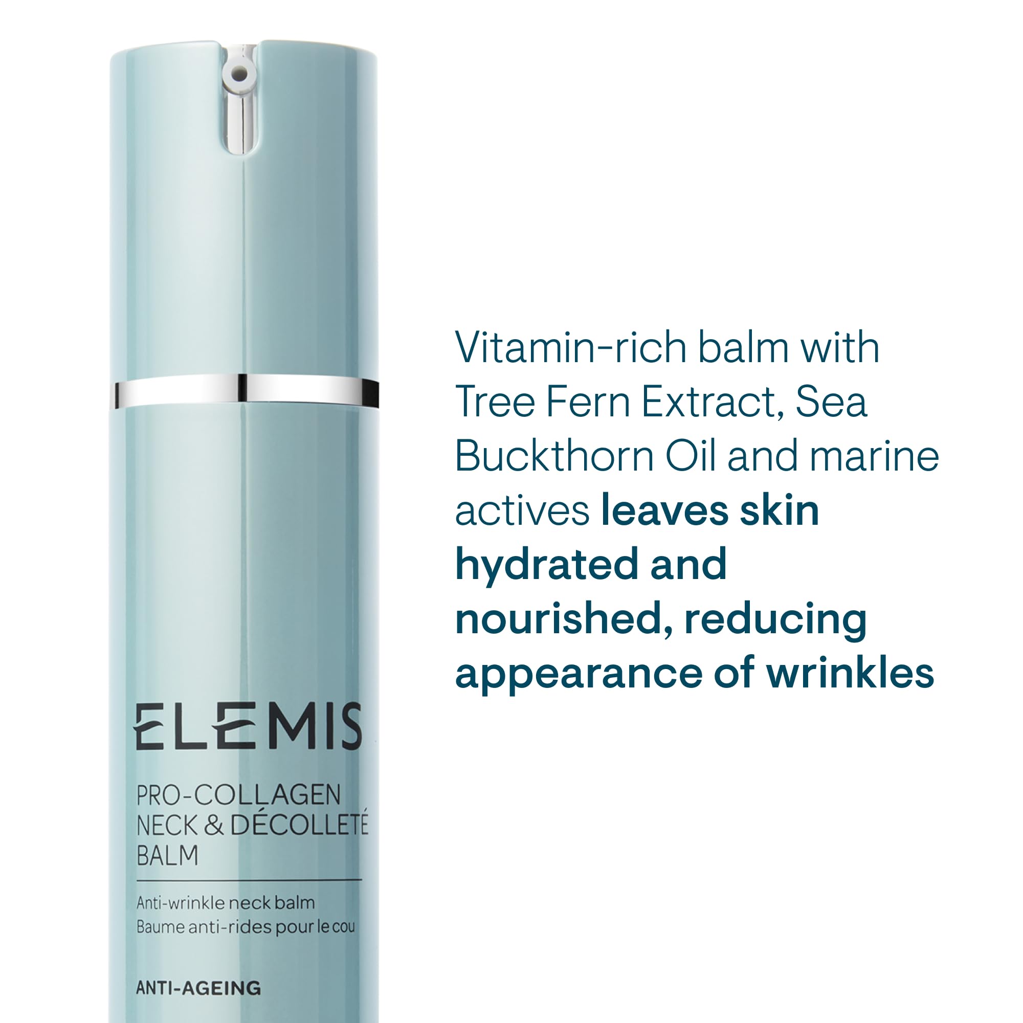 ELEMIS Pro-Collagen balm being smoothed on neck for hydration and subtle tightening.