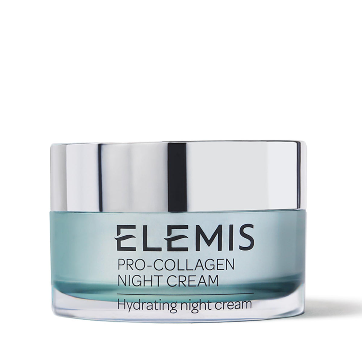 ELEMIS Pro-Collagen Night Cream jar close-up for rich overnight hydration.