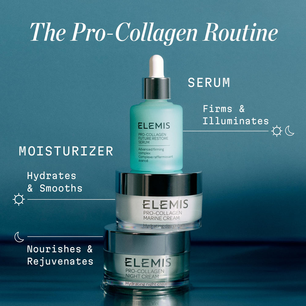 ELEMIS Pro-Collagen Night Cream on nightstand implying refreshed morning skin.