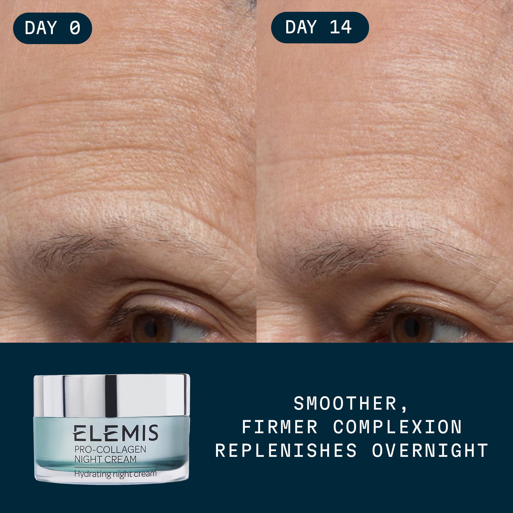 Texture swatch of ELEMIS Pro-Collagen Night Cream showing creamy smoothing feel.