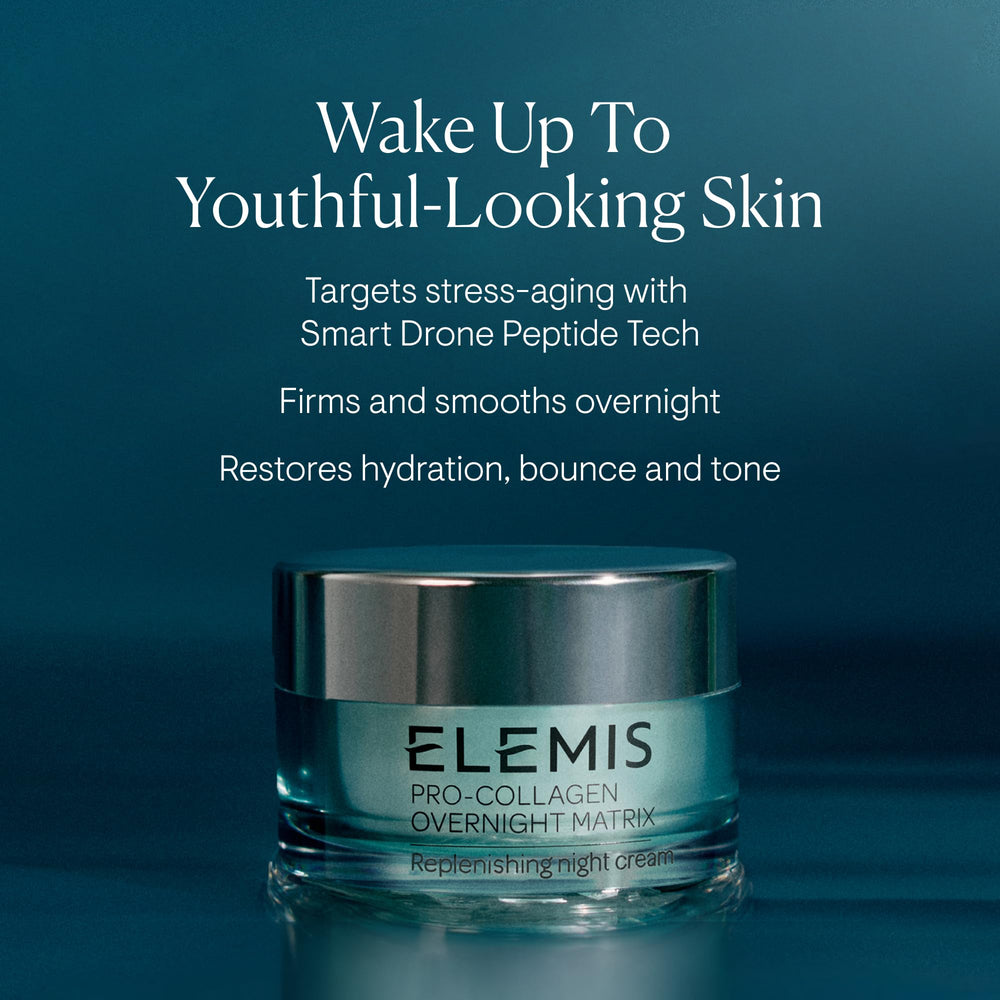 Elemis Pro-Collagen Overnight Matrix 50ml jar packaging showcasing premium anti-aging care