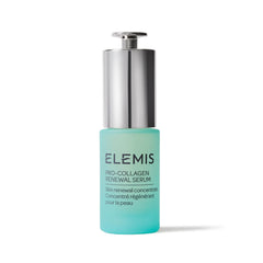 ELEMIS Pro-Collagen Renewal Serum 15ml bottle showcases compact design for smoother, more even skin.