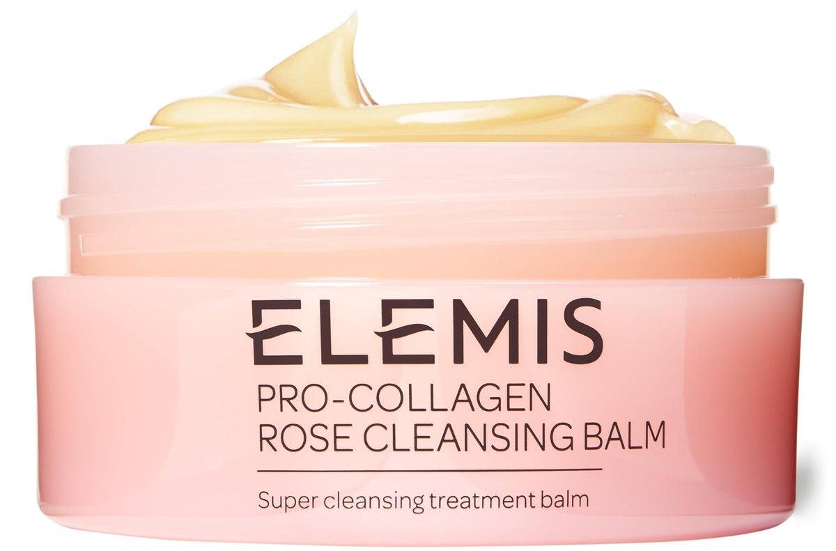 Elemis Pro-Collagen Rose Cleansing Balm jar for makeup removal and nourishment