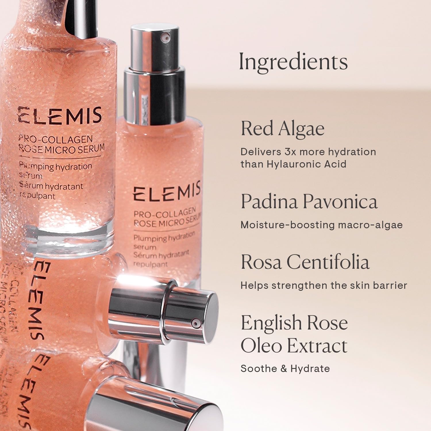 ELEMIS Pro-Collagen Rose Micro Serum application gesture suggesting easy daily use